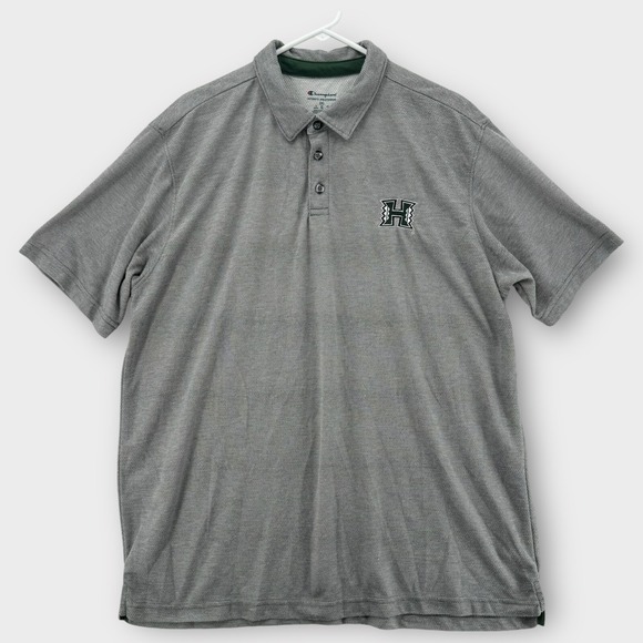 Champion University Of Hawaii Polo Shirt Mens 2XL Gray Performance Football NCAA - Picture 1 of 7